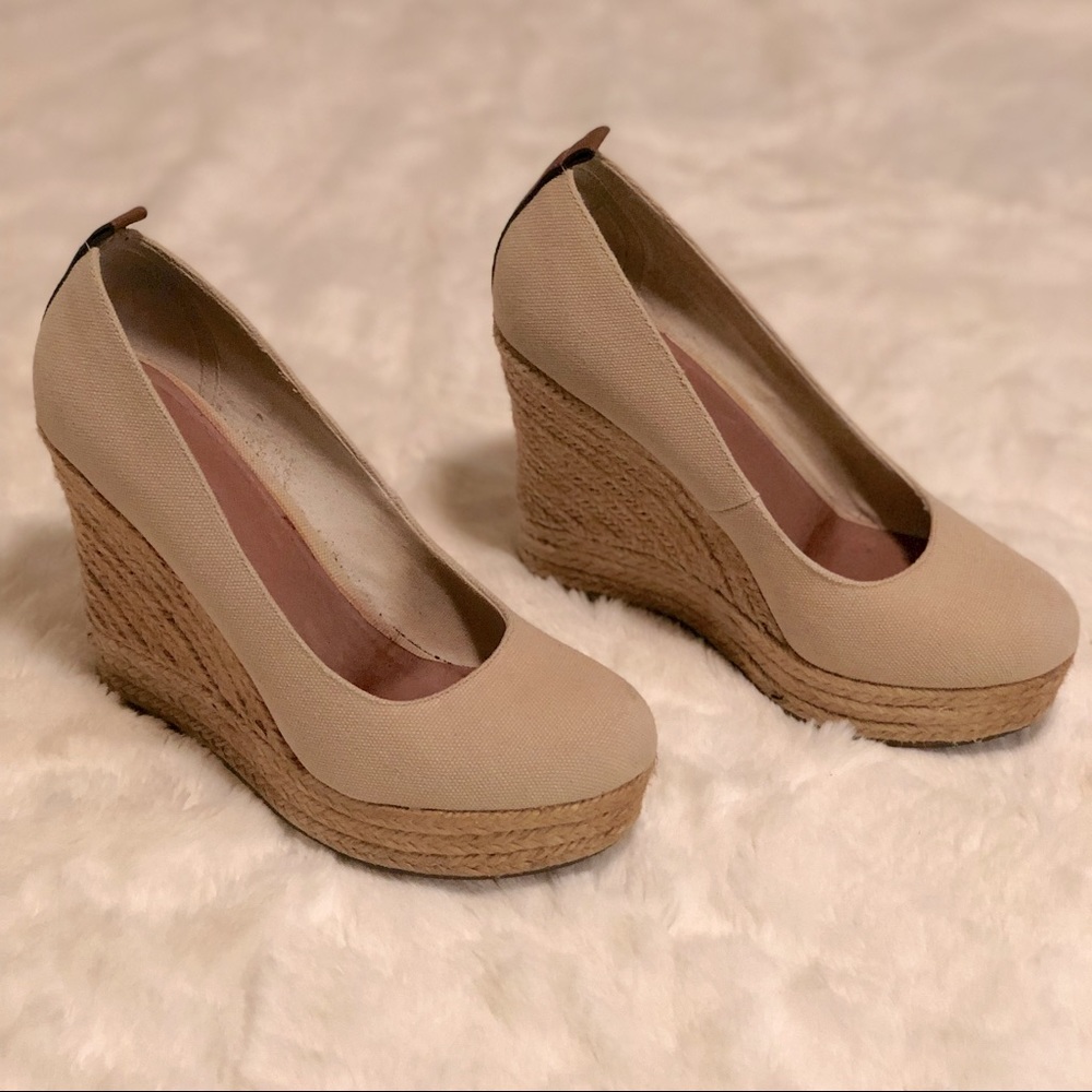 Aldo Drewel Cream Canvas Espadrille Wedges